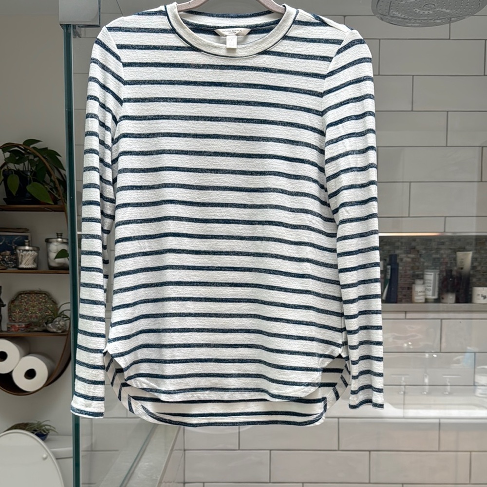 Banana Republic Navy and White Striped Shirt
